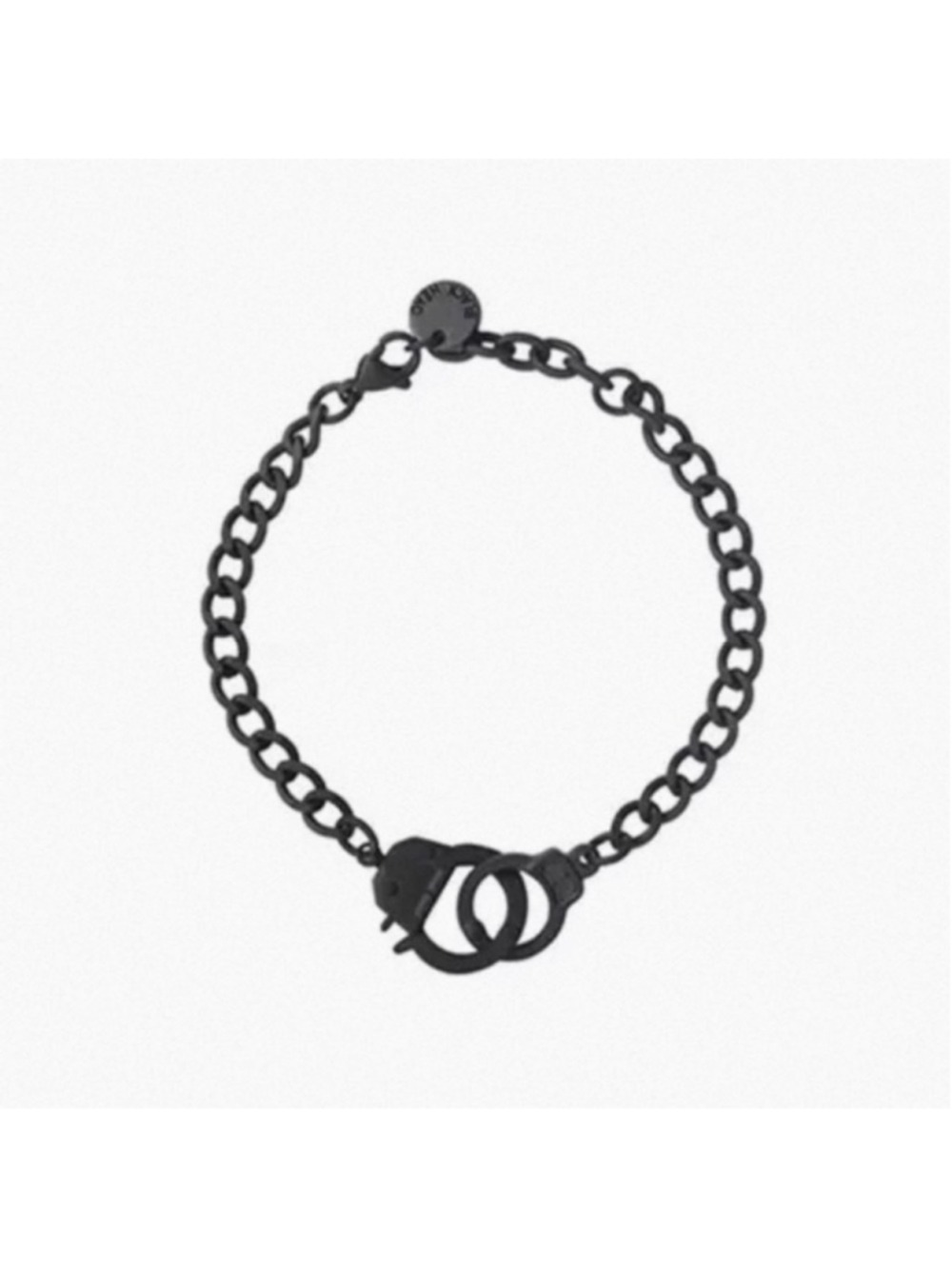 Blackhead Handcuff Chain Bracelet Matte Black Industrial Punk Style